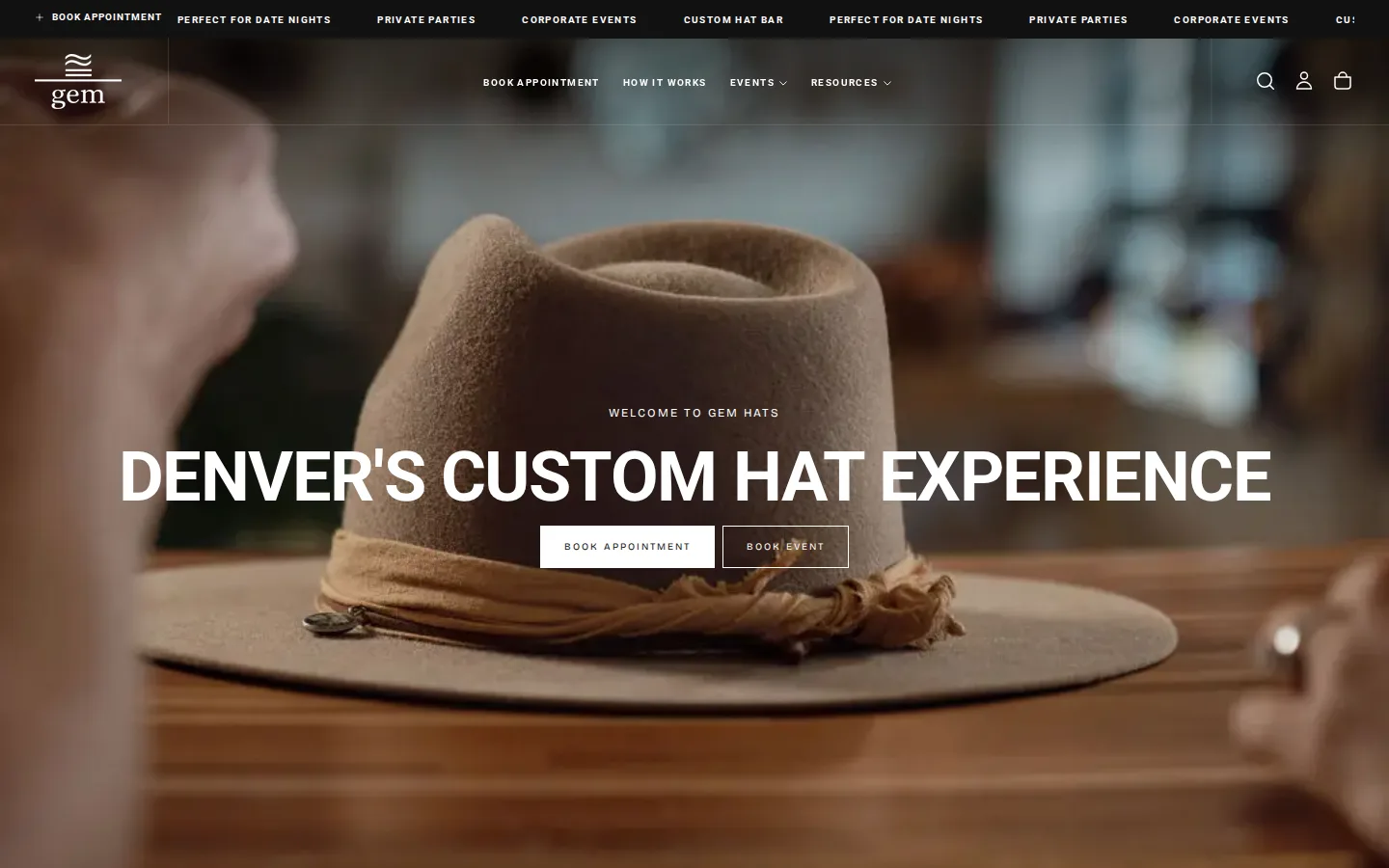 Captured website of Gem Hats