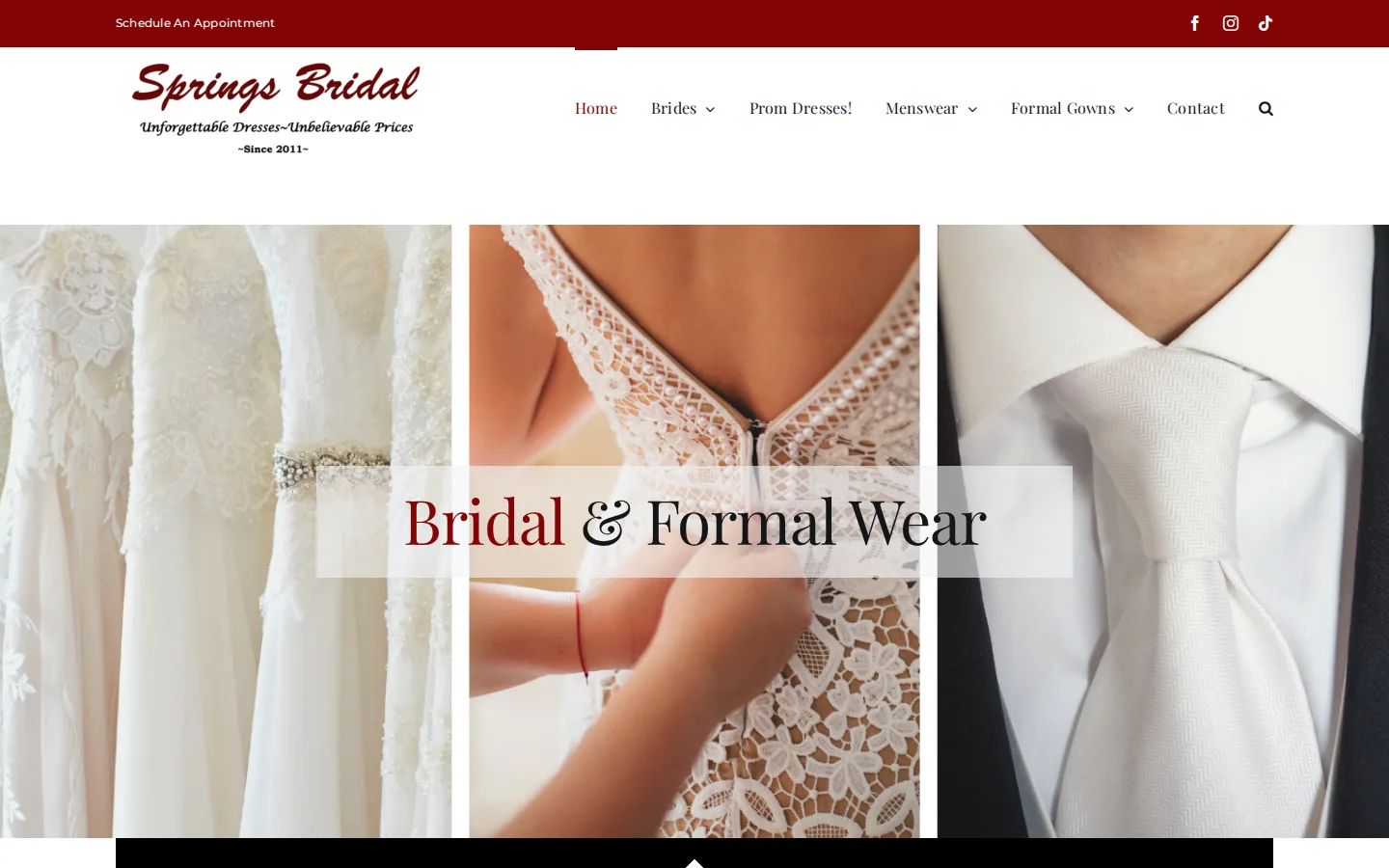 Captured website of Springs Bridal