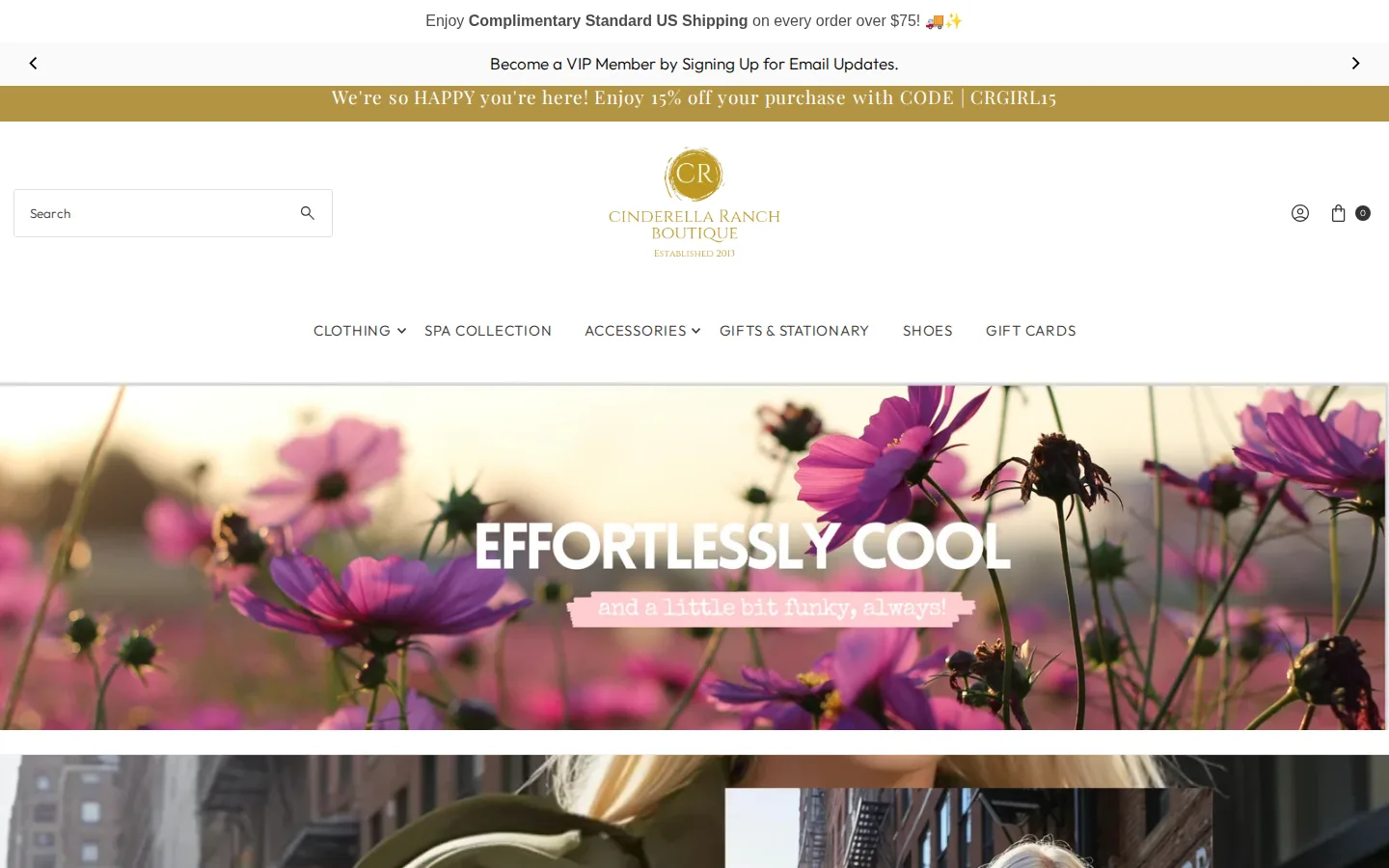 Captured website of Cinderella Ranch Boutique