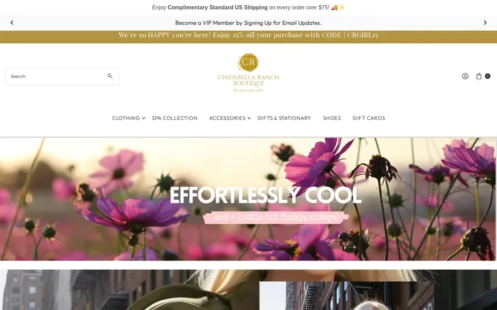 Website of Cinderella Ranch Boutique
