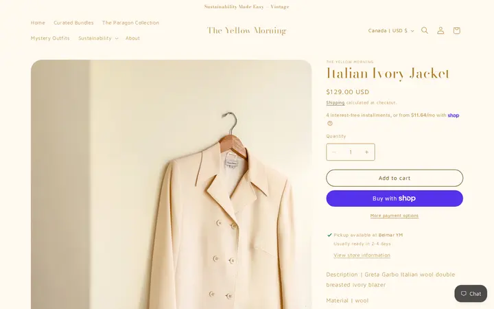 /products/italian-ivory-jacket — The Yellow Morning