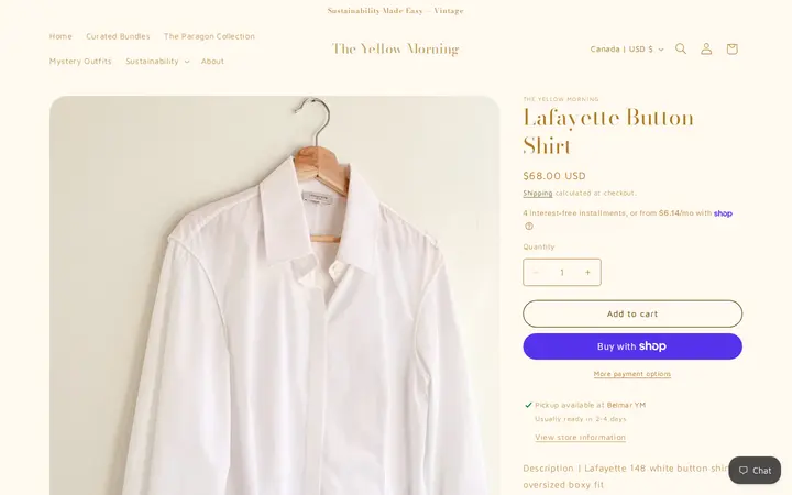 /products/white-button-shirt — The Yellow Morning