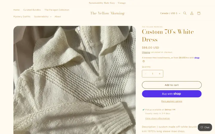 /products/70-s-white-dress — The Yellow Morning