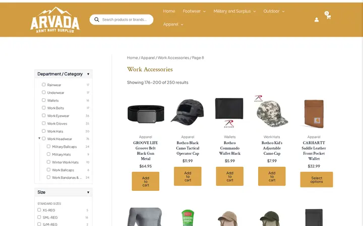 /product-category/arvada-surplus-apparel/workwear-accessories/page/8 — Arvada Army Navy Surplus