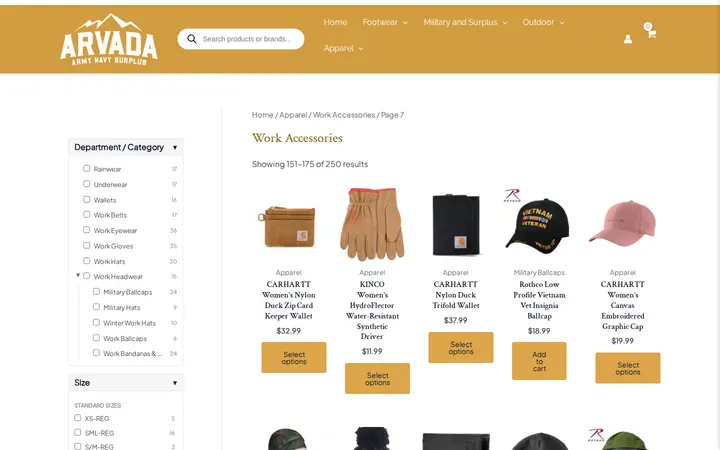 /product-category/arvada-surplus-apparel/workwear-accessories/page/7 — Arvada Army Navy Surplus