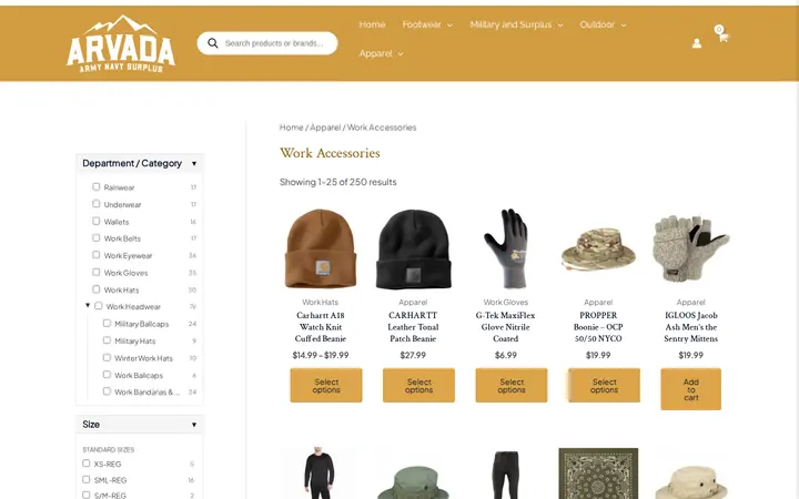 /product-category/arvada-surplus-apparel/workwear-accessories — Arvada Army Navy Surplus