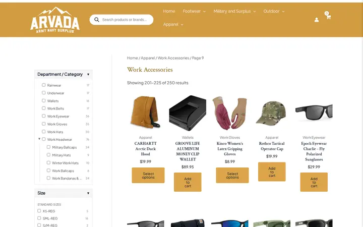 /product-category/arvada-surplus-apparel/workwear-accessories/page/9 — Arvada Army Navy Surplus