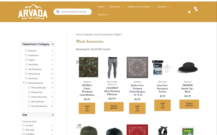 /product-category/arvada-surplus-apparel/workwear-accessories/page/2 — Arvada Army Navy Surplus