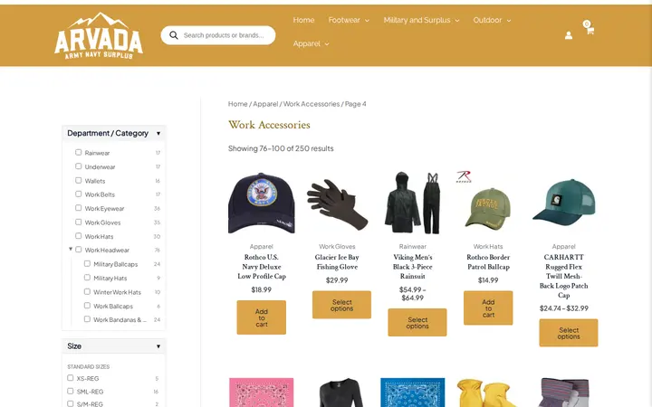 /product-category/arvada-surplus-apparel/workwear-accessories/page/4 — Arvada Army Navy Surplus