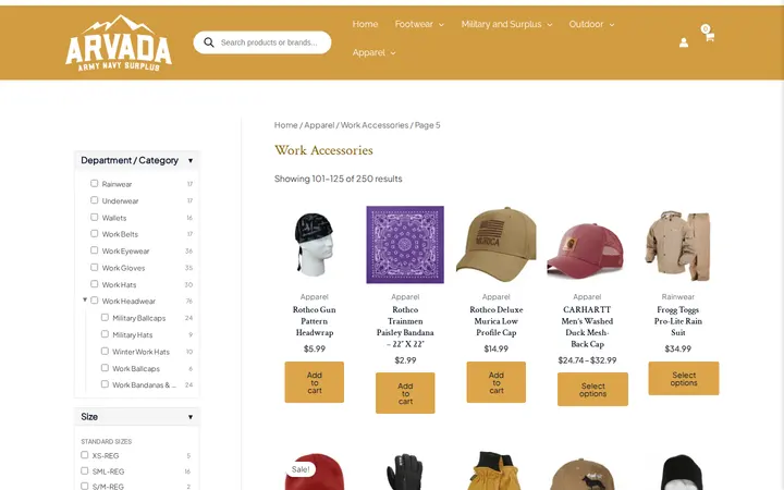 /product-category/arvada-surplus-apparel/workwear-accessories/page/5 — Arvada Army Navy Surplus