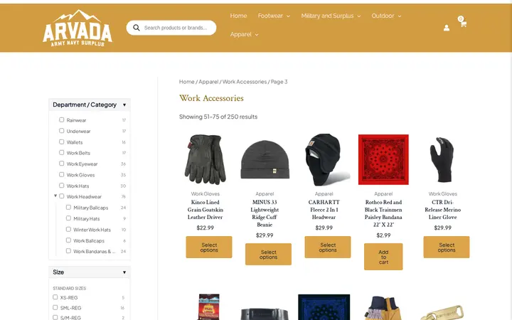 /product-category/arvada-surplus-apparel/workwear-accessories/page/3 — Arvada Army Navy Surplus