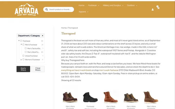 /brand/thorogood — Arvada Army Navy Surplus