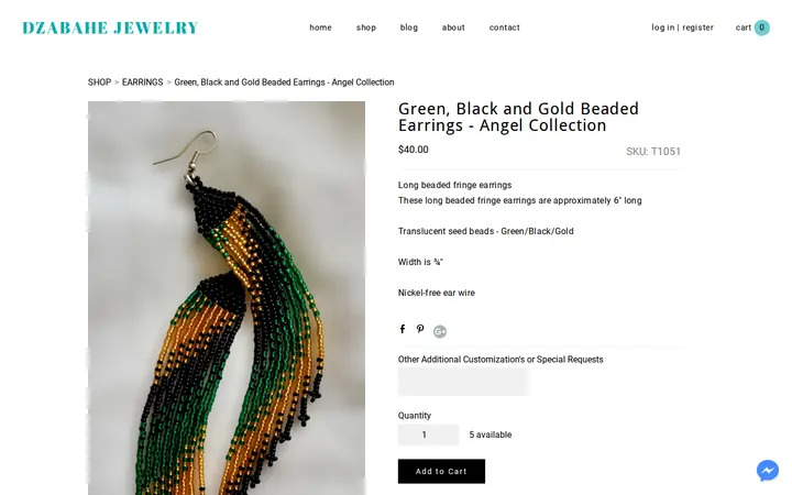 /store/p1051/Green%2C_Black_and_Gold_Beaded_Earrings_-_Angel_Collection.html — Dzabahe Jewelry