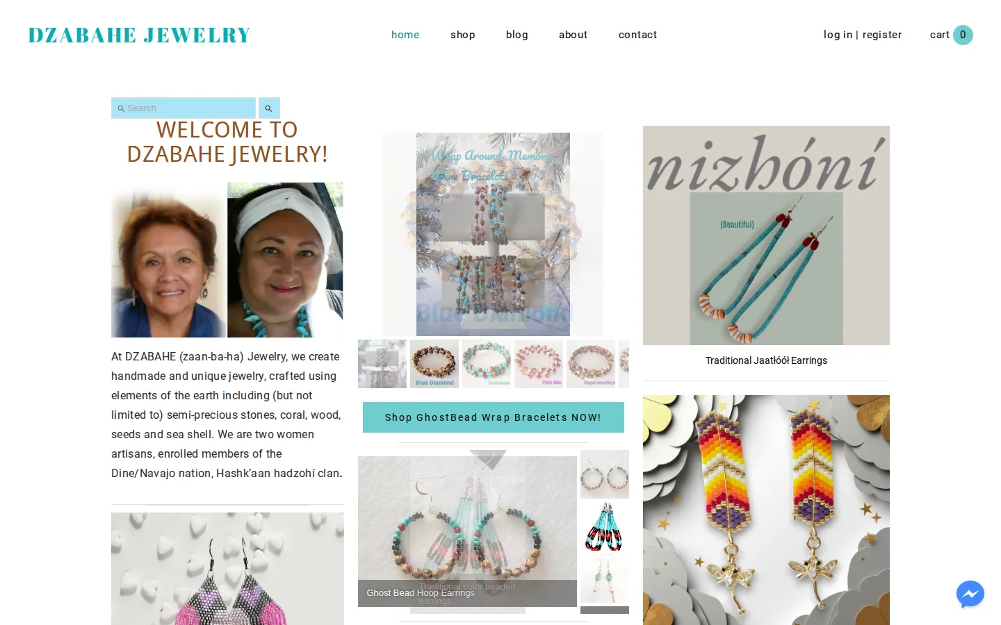 Captured website of Dzabahe Jewelry