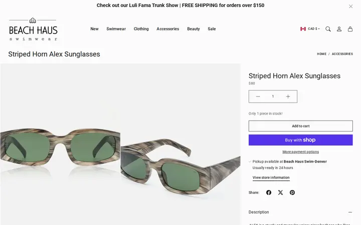 /en-ca/collections/accessories/products/striped-horn-alex-sunglasses — Beach Haus Swimwear