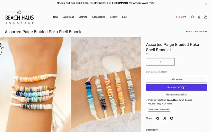/en-ca/collections/accessories/products/blue-paige-braided-puka-shell-bracelet-copy — Beach Haus Swimwear