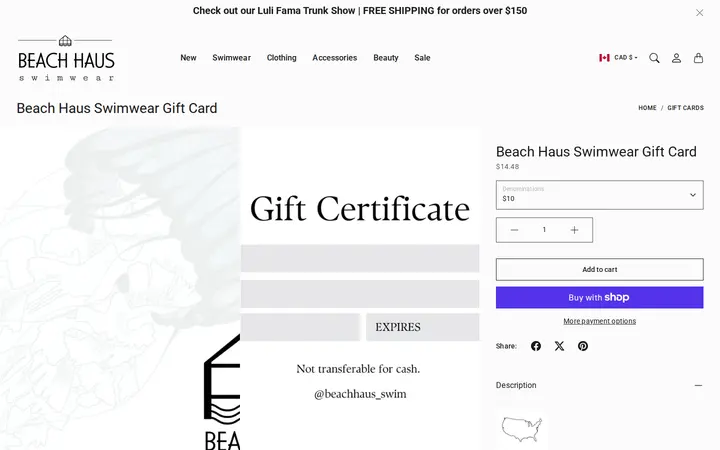 /en-ca/collections/gift-cards/products/beach-haus-swimwear-gift-card — Beach Haus Swimwear
