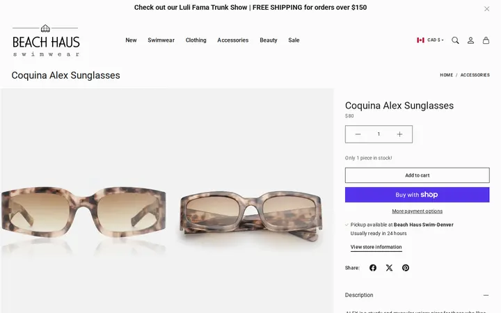 /en-ca/collections/accessories/products/coquina-alex-sunglasses — Beach Haus Swimwear