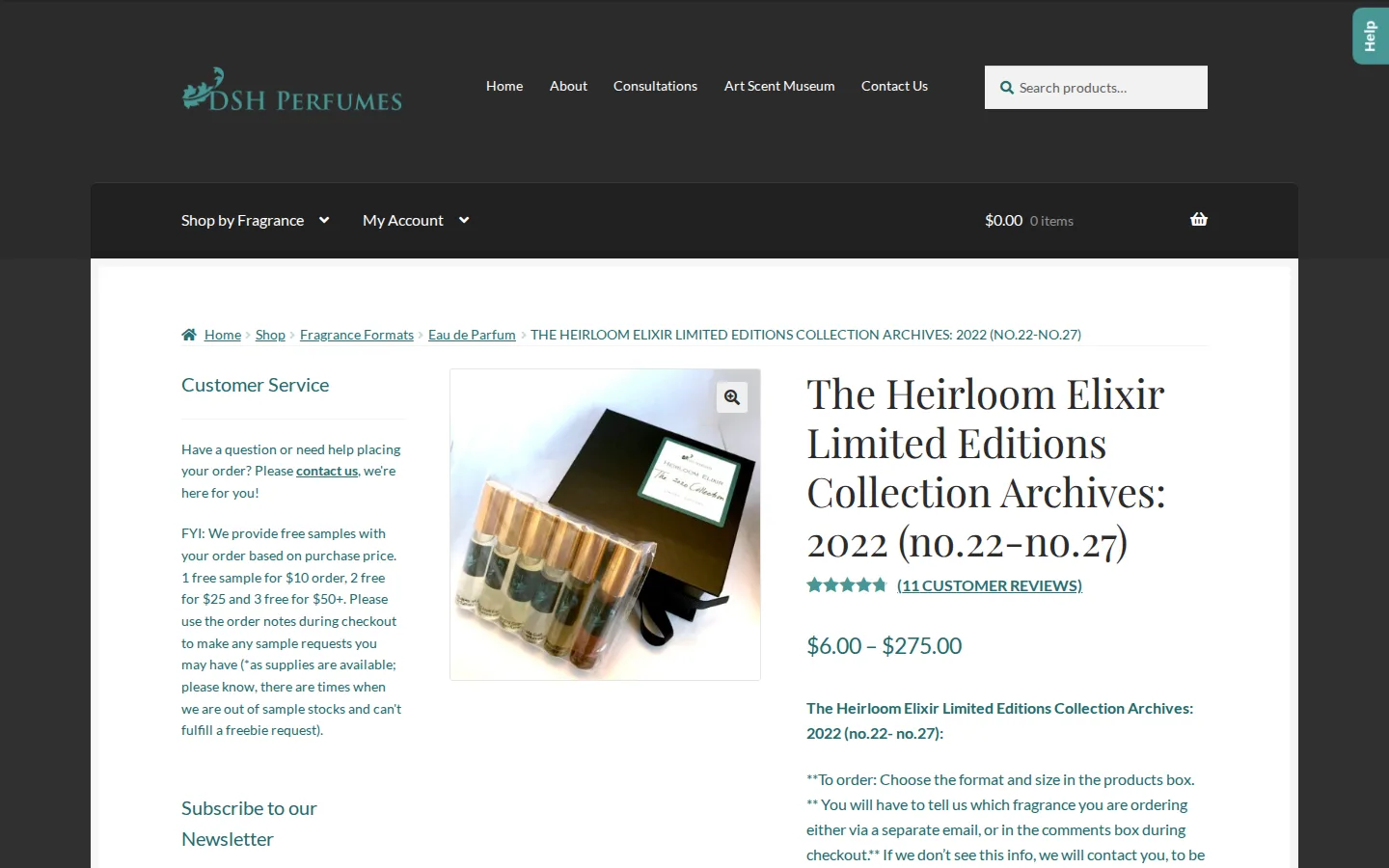 Captured website of The Essense Studio / DSH Perfumes