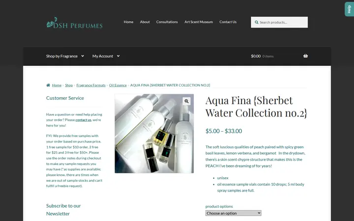 /shop/aqua-fina-sherbet-water-collection-no-2 — The Essense Studio / DSH Perfumes