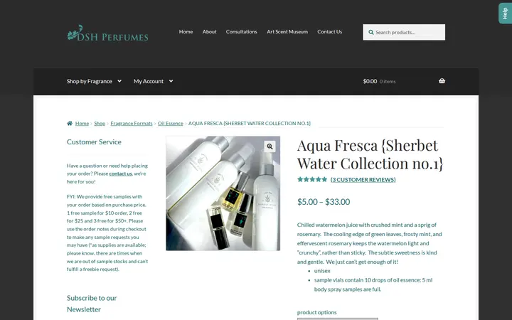 /shop/aqua-fresca-sherbet-water-collection-no-1 — The Essense Studio / DSH Perfumes