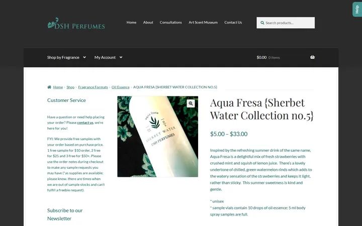 /shop/aqua-fresa-sherbet-water-collection-no-5 — The Essense Studio / DSH Perfumes