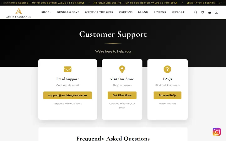 /support — Aurix fragrance