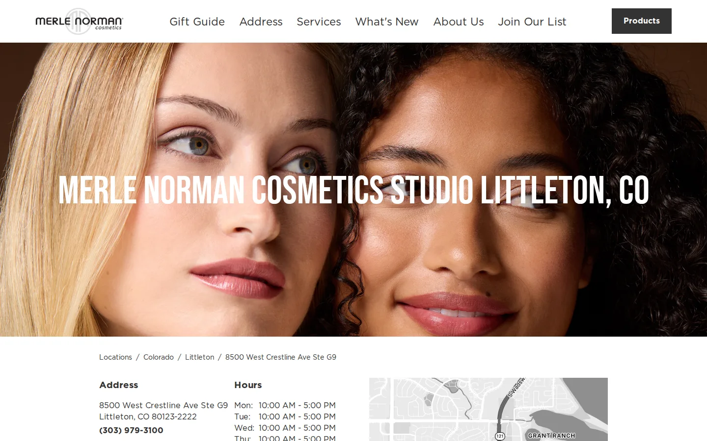 Captured website of Merle Norman Cosmetics Studio