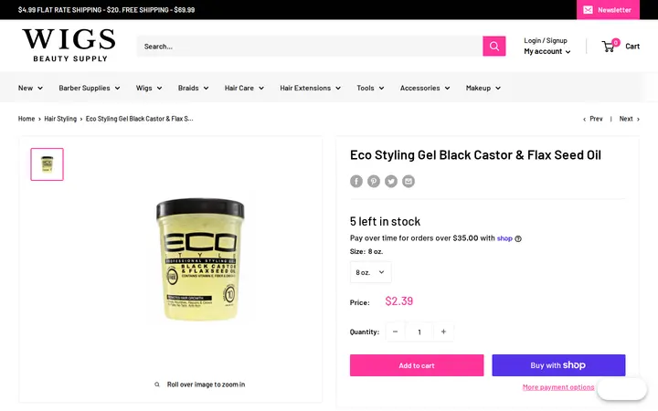 /collections/hair-styling-products/products/eco-styling-gel-black-castor-flax-seed-oil — Wigs Beauty & Barber Supply