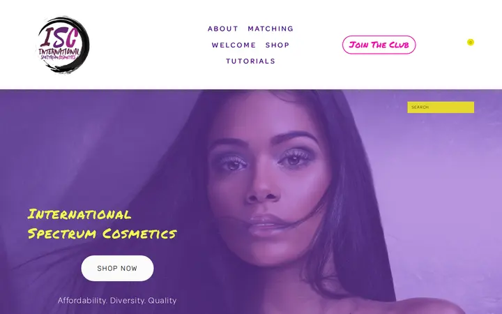 Website of International Spectrum Cosmetics