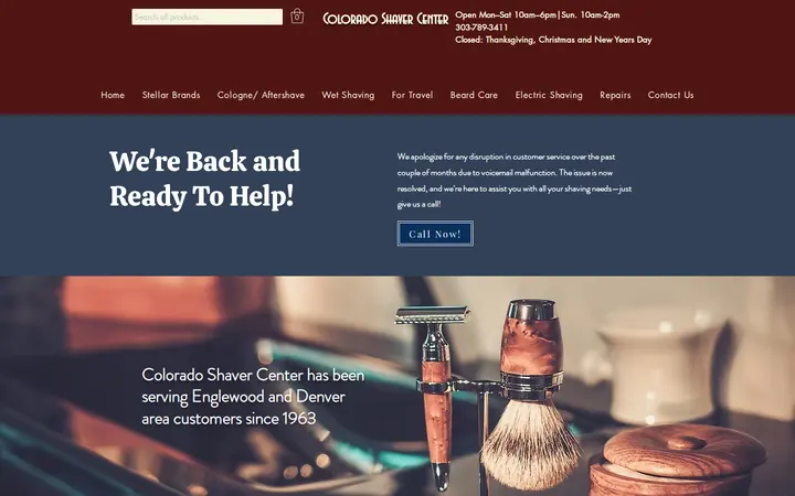 Website of Colorado Shaver Center