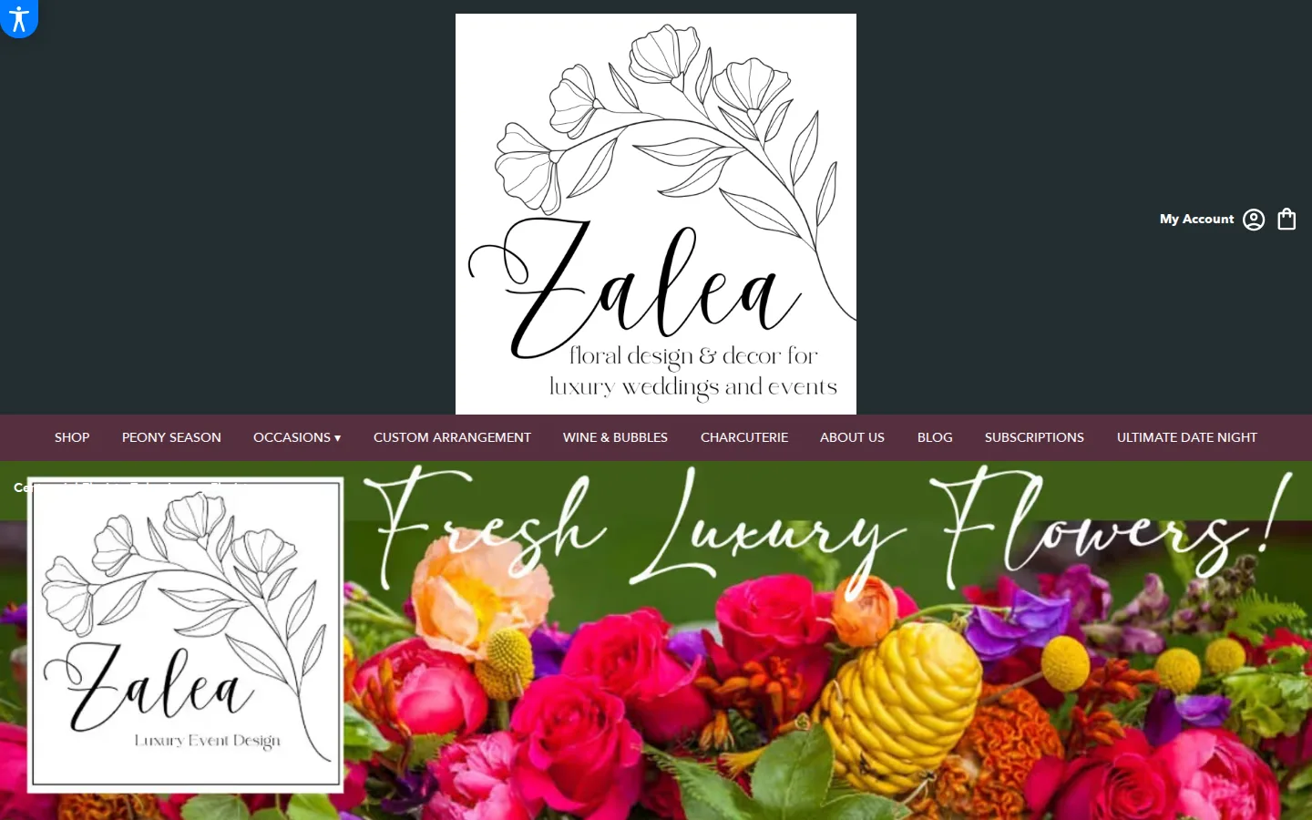 Captured website of Zalea Flowers (located inside the plant gallery)
