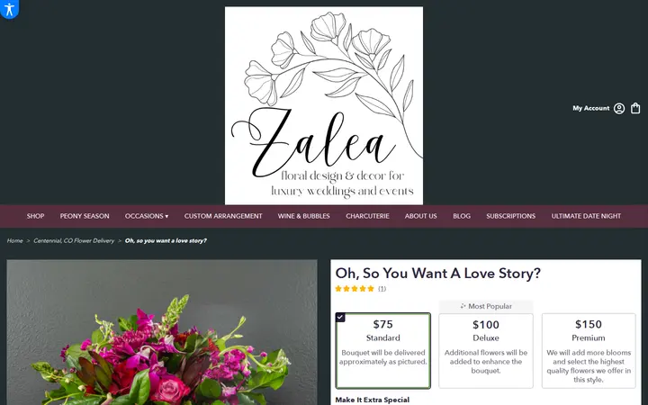 /centennial-zalea-luxury-florist/oh-so-you-want-a-love-story.html — Zalea Flowers (located inside the plant gallery)