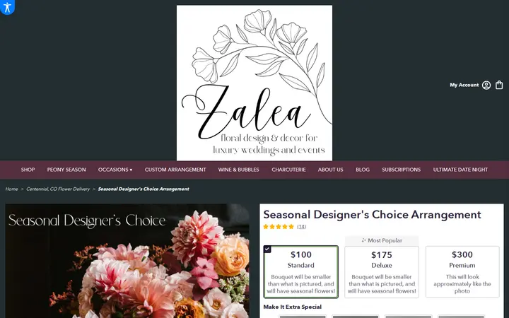 /centennial-zalea-luxury-florist/seasonal-designer-s-choice-arrangement.html — Zalea Flowers (located inside the plant gallery)