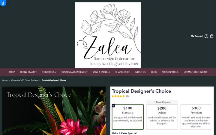 /centennial-zalea-luxury-florist/tropical-designer-s-choice.html — Zalea Flowers (located inside the plant gallery)