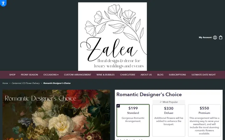 /centennial-zalea-luxury-florist/romantic-designer-s-choice.html — Zalea Flowers (located inside the plant gallery)