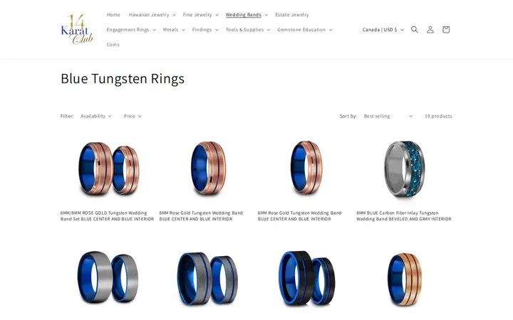 /collections/blue-tungsten-rings — 14 Karat Club