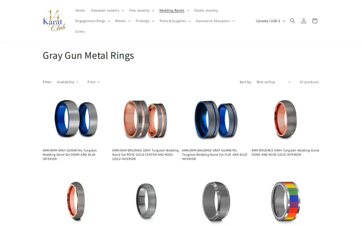 /collections/gray-gun-metal-rings — 14 Karat Club