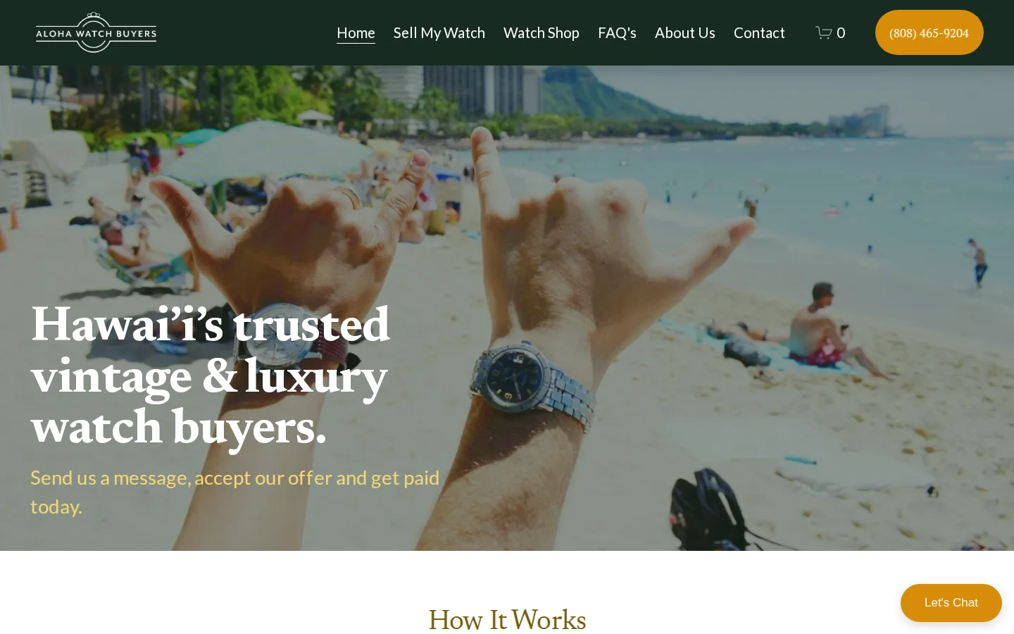 Captured website of Aloha Watch Buyers