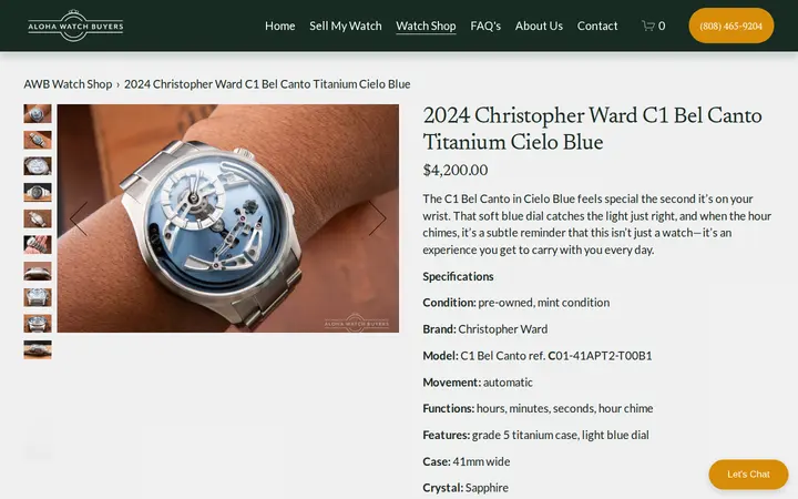 /watch-shop/p/2024-christopher-ward-c1-bel-canto-titanium-cielo-blue — Aloha Watch Buyers