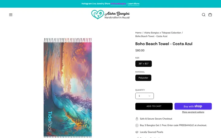 /collections/aloha-bangles-x-tidepool-collection/products/boho-beach-towel-costa-azul — Aloha Bangles