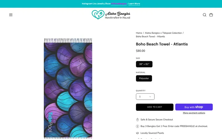 /collections/aloha-bangles-x-tidepool-collection/products/boho-beach-towel-atlantis — Aloha Bangles