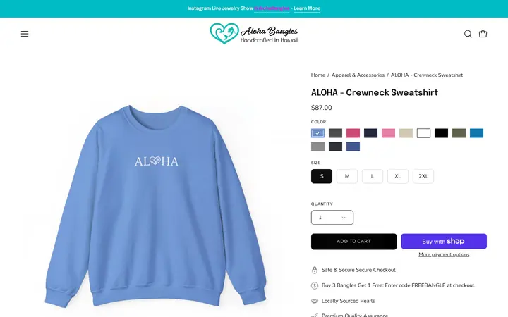 /collections/apparel-stickers/products/aloha-bangles-crewneck-sweatshirt-1 — Aloha Bangles