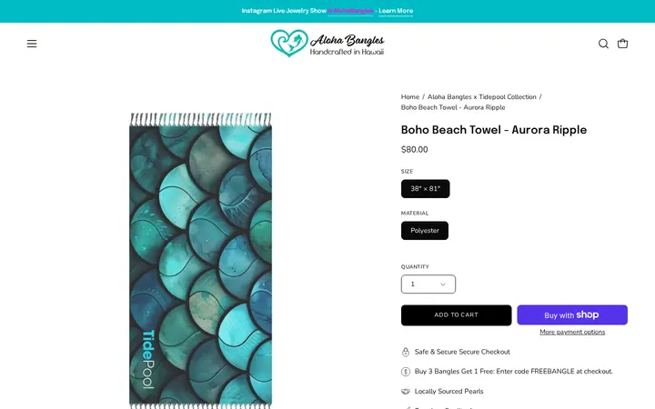 /collections/aloha-bangles-x-tidepool-collection/products/boho-beach-towel-aurora-ripple — Aloha Bangles