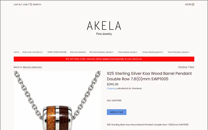 /collections/alamea-collection/products/925-sterling-silver-koa-wood-barrel-pendant-double-row-7-8dmm-swp1005 — Akela Jewelry