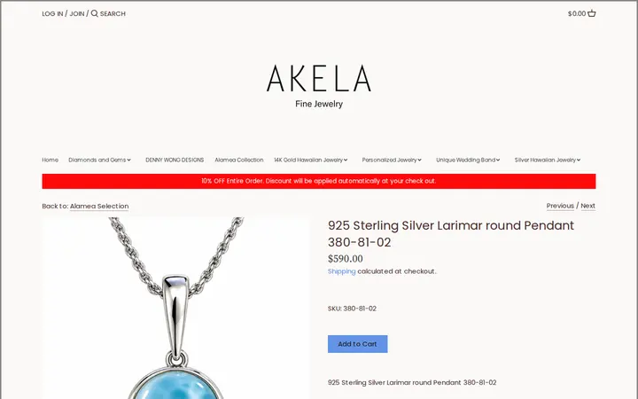 /collections/alamea-collection/products/925-sterling-silver-larimar-round-pendant-380-81-02 — Akela Jewelry
