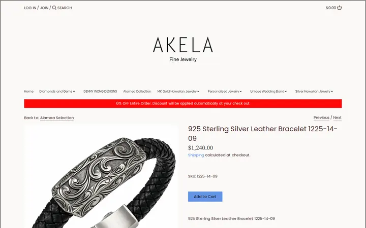 /collections/alamea-collection/products/925-sterling-silver-leather-bracelet-1225-14-09 — Akela Jewelry