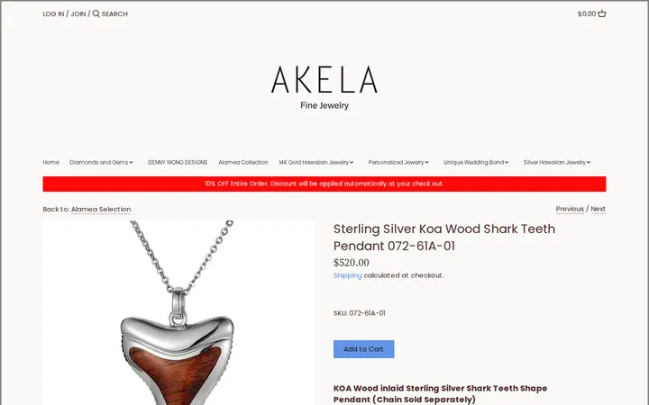 /collections/alamea-collection/products/koa-wood-inlaid-sterling-silver-shark-teeth-pendant — Akela Jewelry