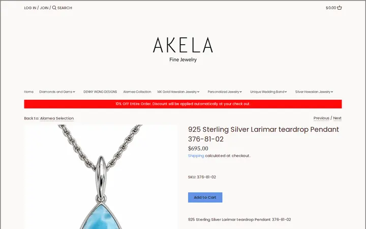 /collections/alamea-collection/products/925-sterling-silver-larimar-teardrop-pendant-376-81-02 — Akela Jewelry