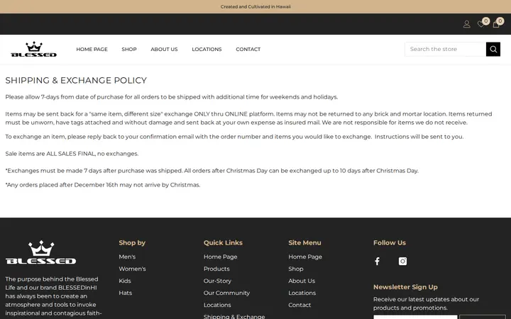 /pages/shipping-exchange-policy — The Blessed Life